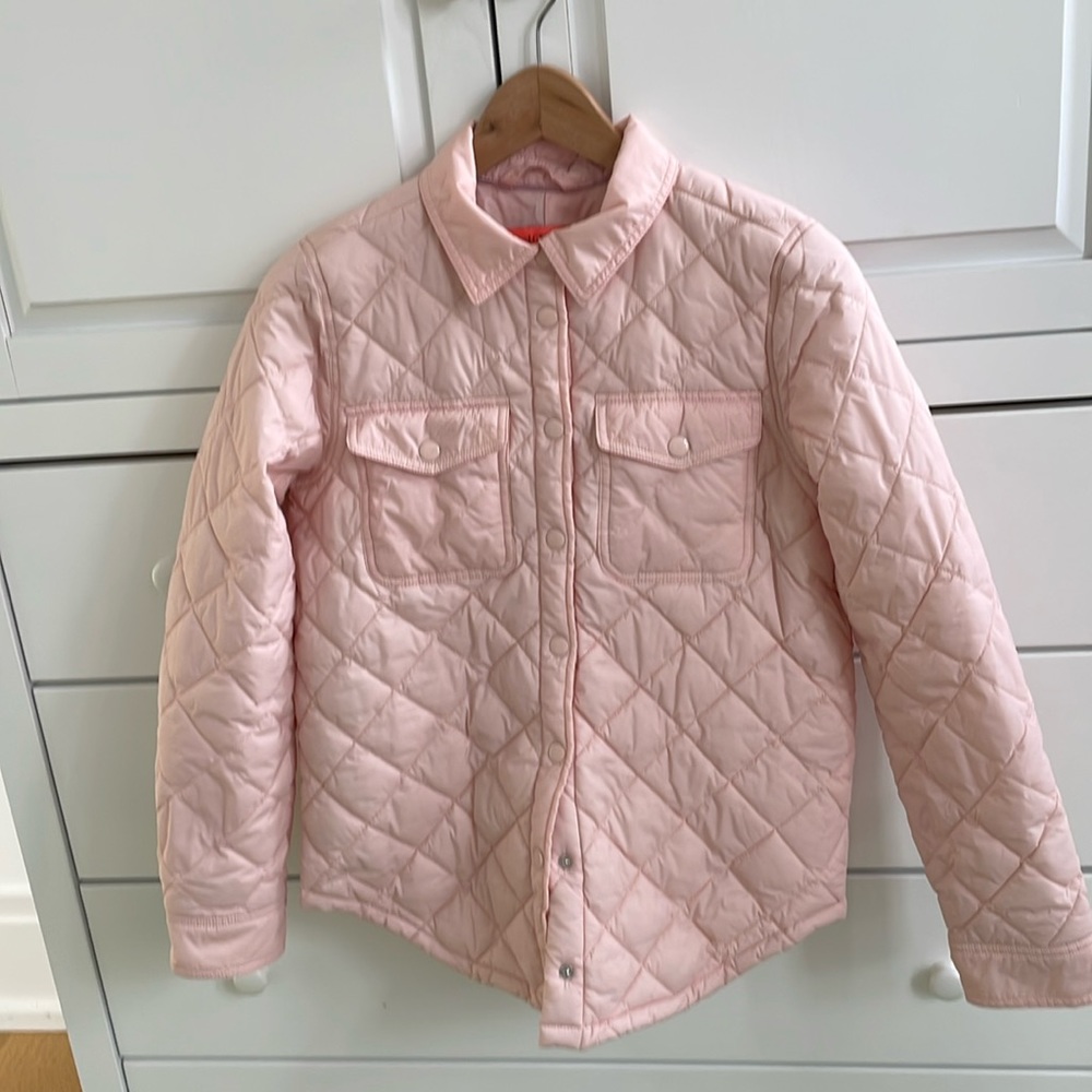 J. Crew Puffer Shacket in Pale Pink extra small.